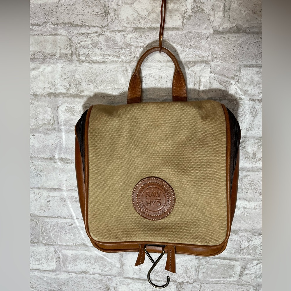Raw Hyd Leather & Canvas Toiletry Bag